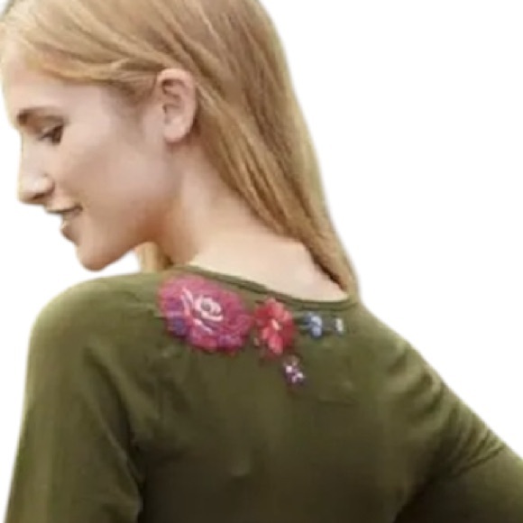 NWT Johnny Was Boho Western Floral Embroidered V-Neck Mini Dress Green Small - Picture 5 of 11